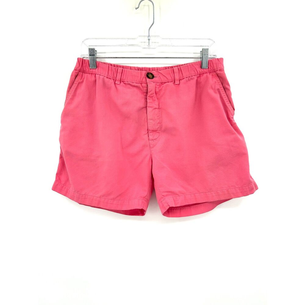 CHUBBIES Mens Pink Coral Elastic Waist Cotton Chino Shorts 5" Inseam Size Medium